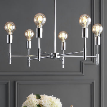Turing 28.5" Adjustable Height Metal LED Chandelier - JONATHAN Y